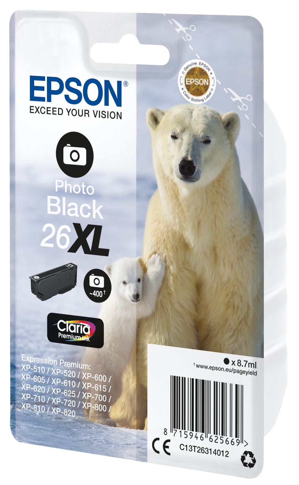 Epson Polar bear 26XL Conjunto individual preto fotográfica Claria Premium Urso polar