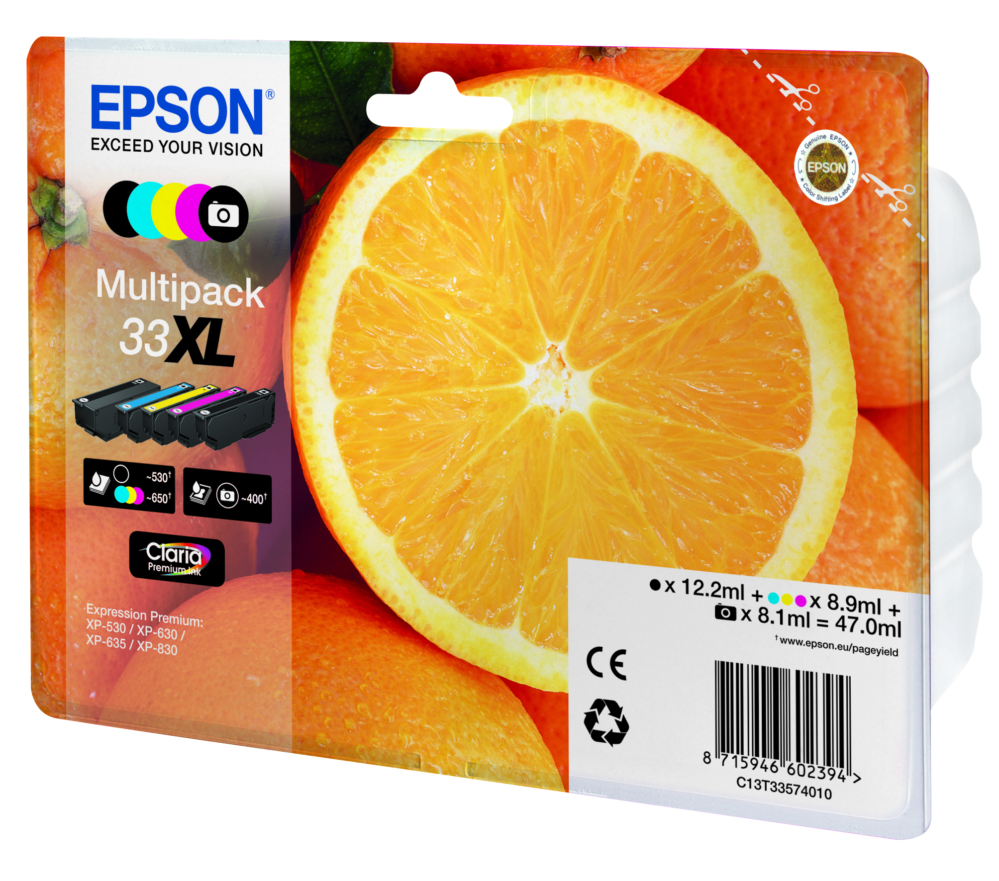 Epson Oranges 33XL Tinta multipack de 5 cores Claria Premium Claria Laranjas