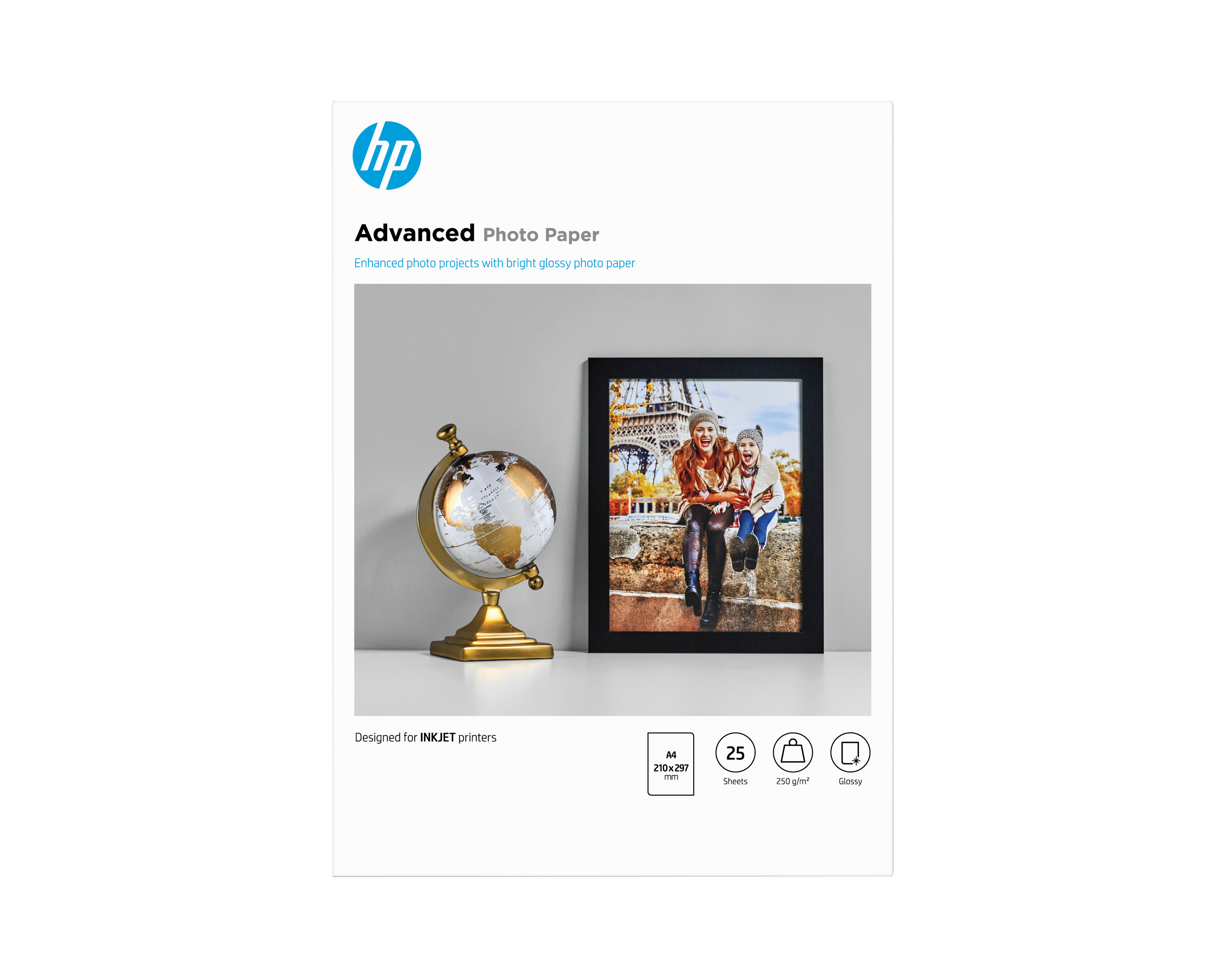 HP Papel de Fotografia Advanced Brilhante, 250 g/m2, A4 (210 x 297 mm), 25 folhas