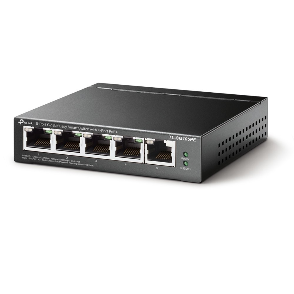 TP-LINK 5PORT GIGABIT EASY SMART SWITCH 4PORT POE+PORT 4× GIGABIT POE+