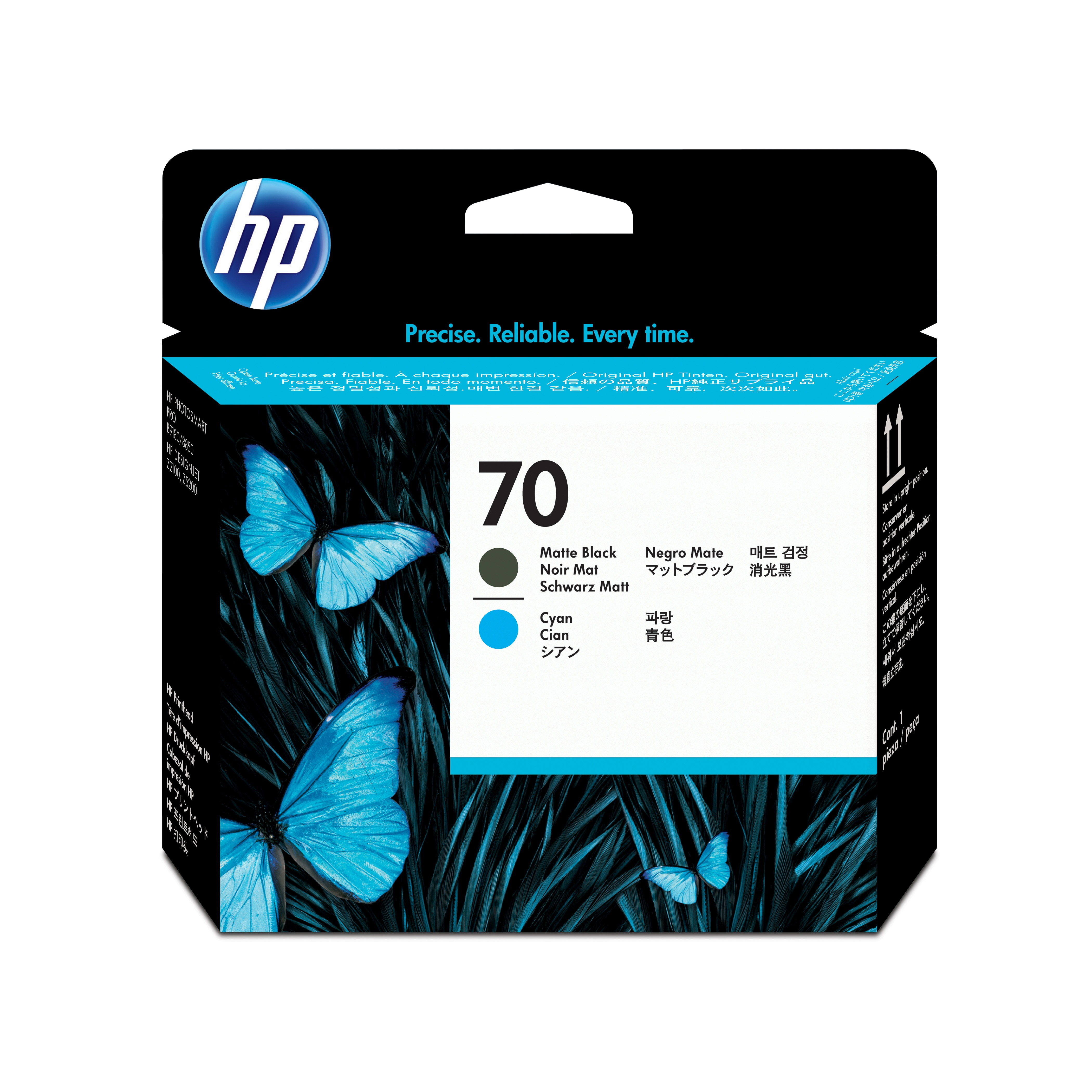 HP Cabeça de impressão 70 Preto Mate e Ciano