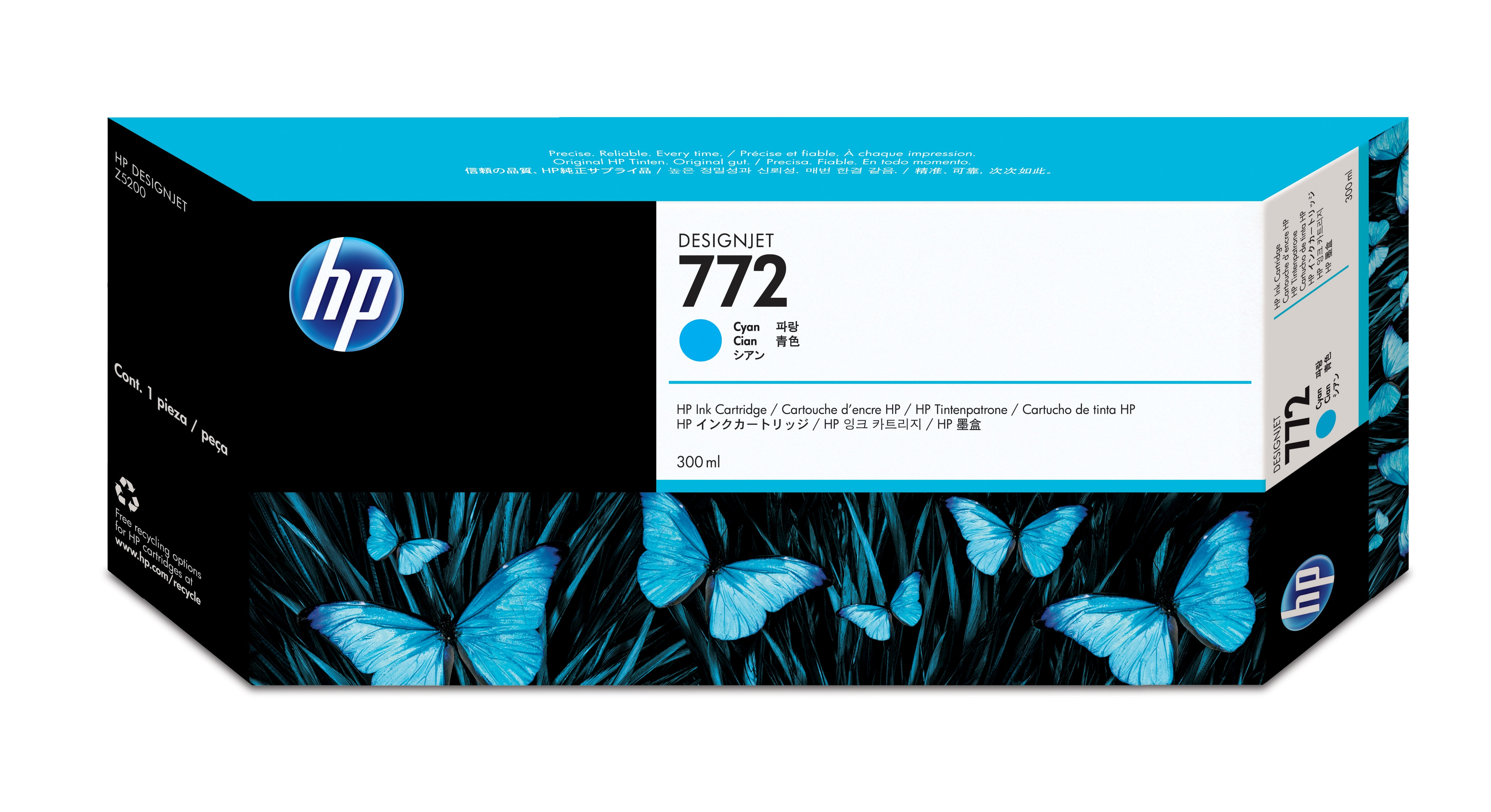 HP Tinteiro DesignJet 772 Ciano de 300 ml