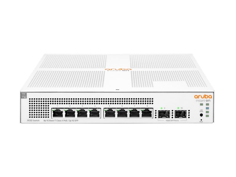 HPE Networking Instant On 1930 8G Class4 PoE 2SFP 124W Switch - Interruptor - L3 - Administrado - 8 x 10/100/1000 (PoE) + 2 x Gigabit SFP - montável em trilho - PoE (124 W)