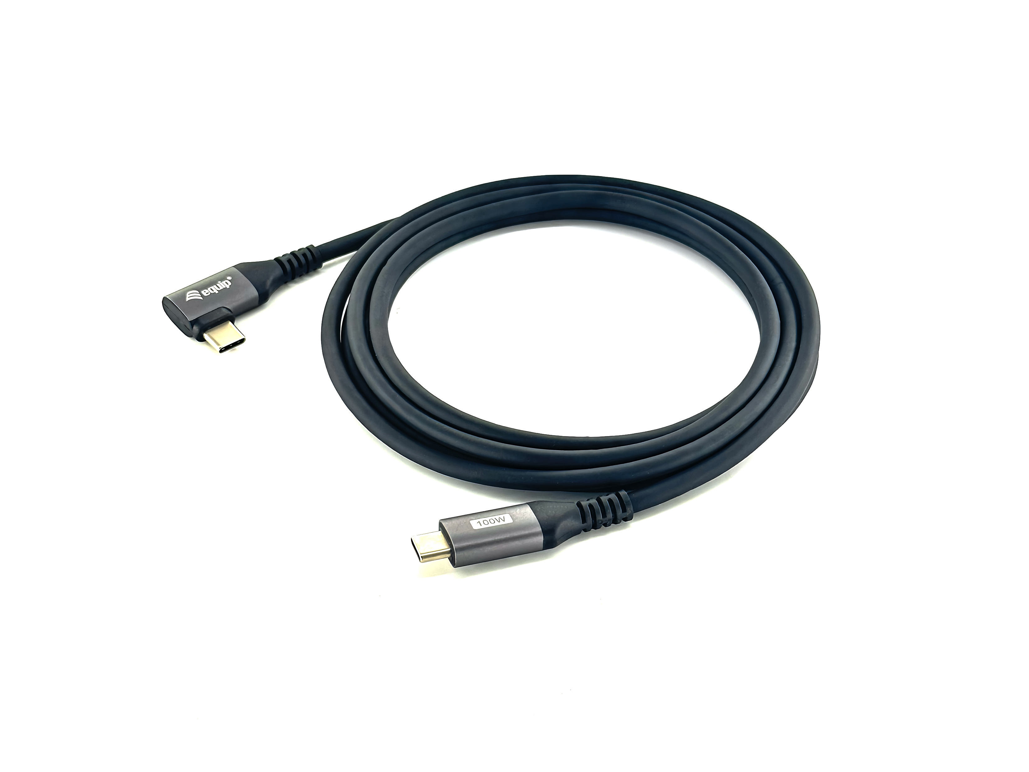 Equip 128891 Cabo USB 2.0 C para C com ângulo de 90°, M/M, 1,0 m, PD 100 W, preto