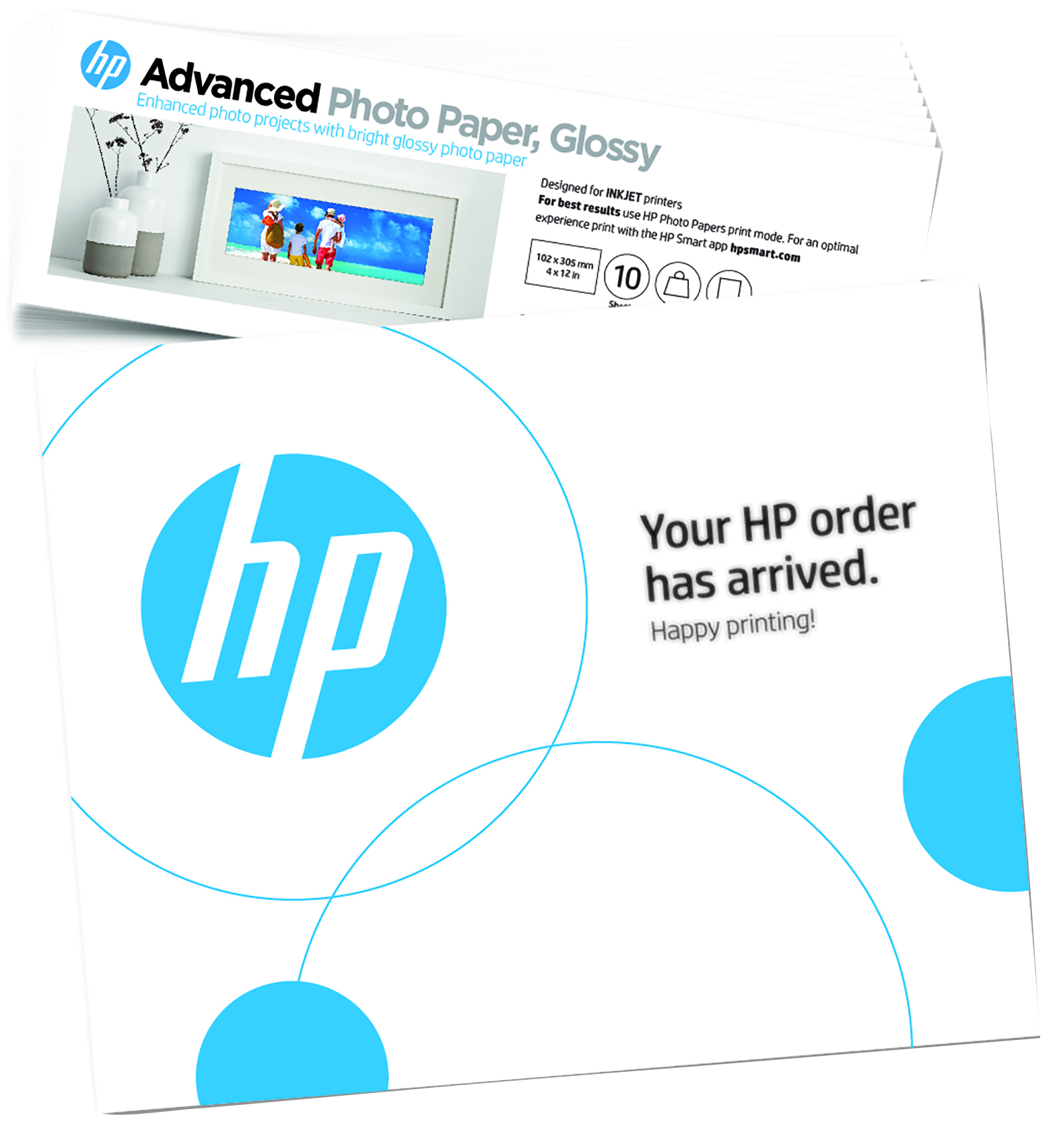 HP Papel de Fotografia Advanced Brilhante, 250 g/m², 101 x 305 mm (4 x 12 pol.), 10 folhas
