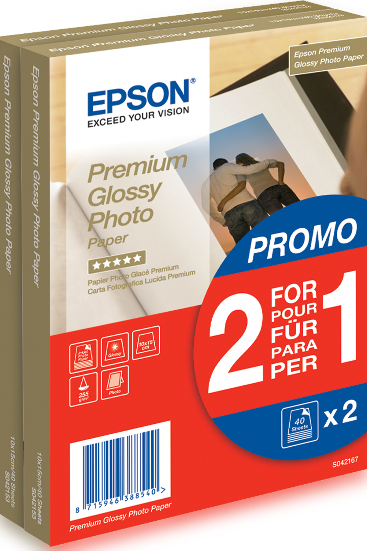 Epson Premium Glossy Photo Paper (100 x 150 mm), 255 g/m², 80 folhas