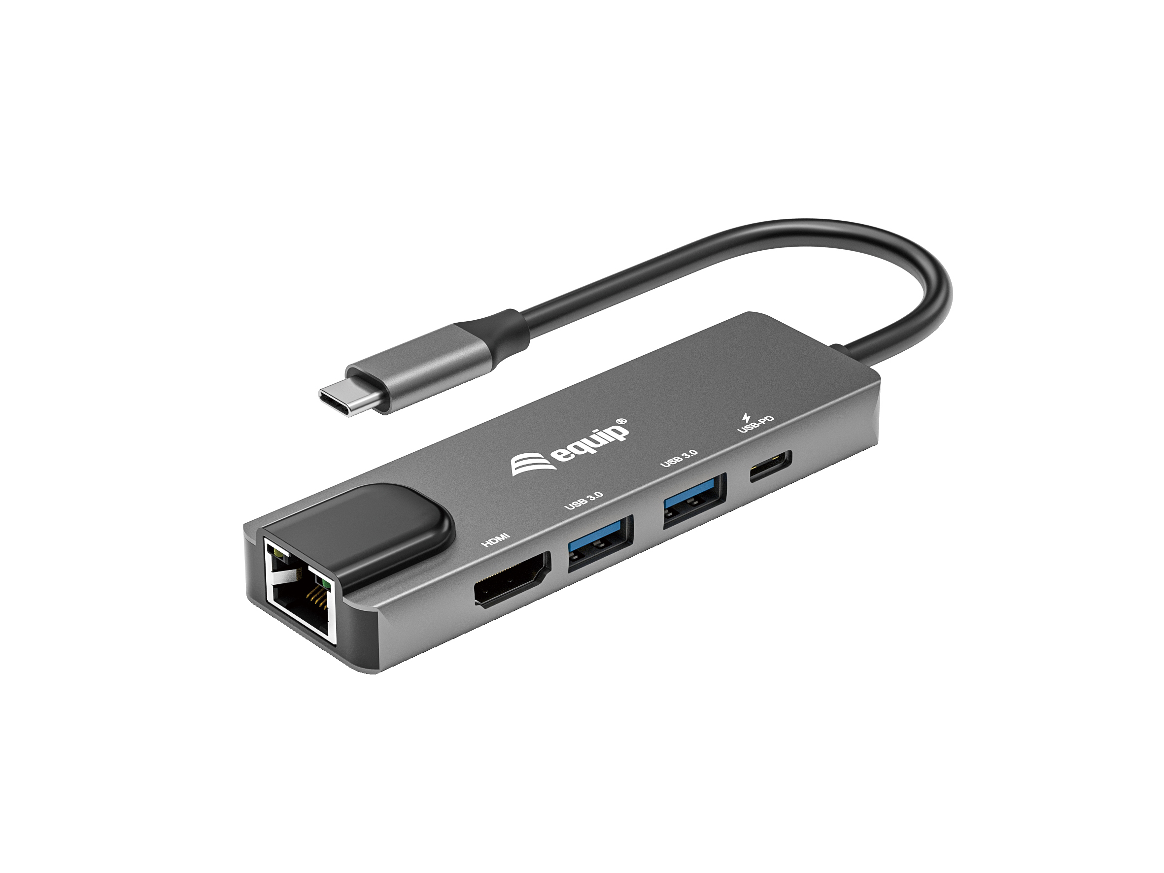 Equip Adaptador multifunções USB-C 5 em 1, HDMI , Gigabit LAN, USB 3.2 GEN1, 100W USB PD
