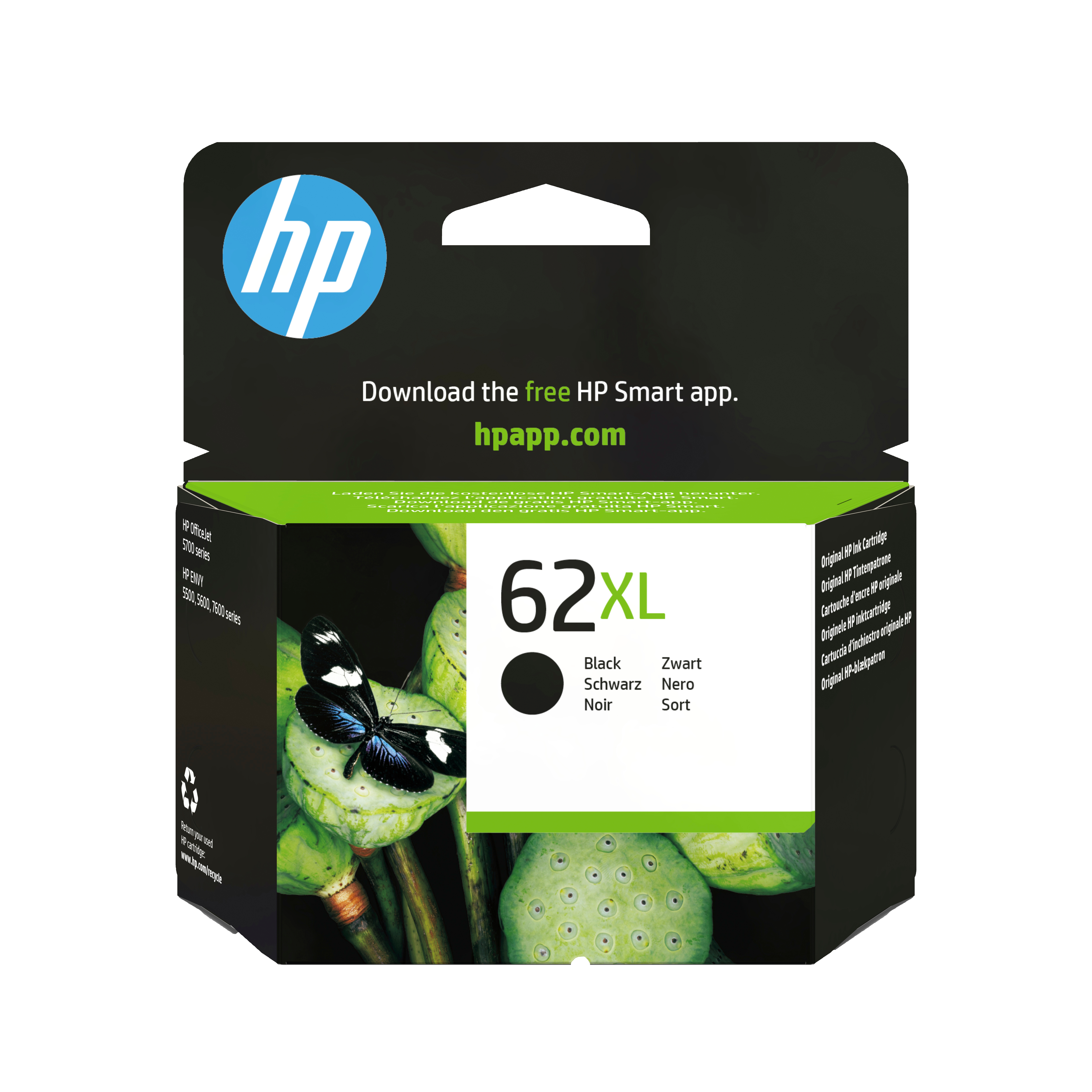 HP Tinteiro original 62XL Preto de elevado rendimento